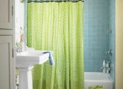 Mẫu rèm cửa nhà tắm màu xanh táo