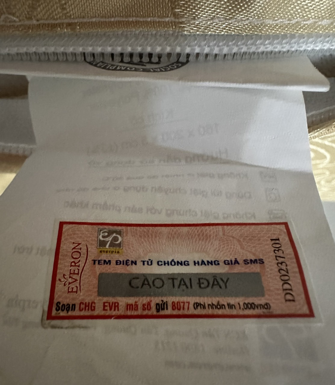 Tem điện tử chống hàng giả kích hoạt bảo hành đệm Everon
