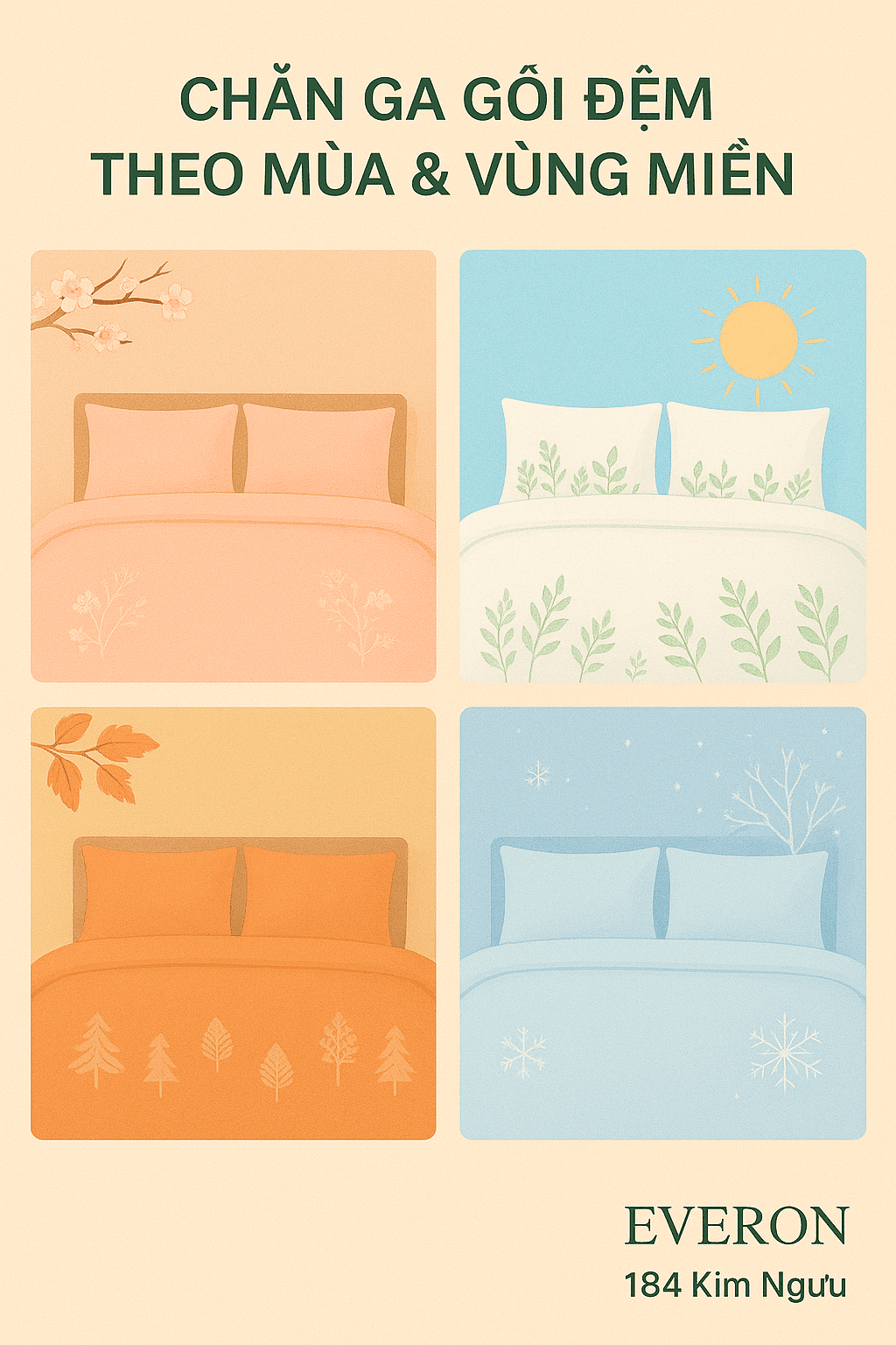 Chọn chăn ga gối đệm theo mùa